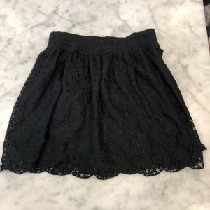 Black lace fit and flare skirt